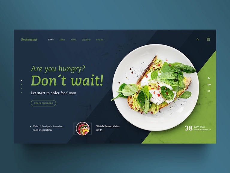 ایده طراحی بنر خلاقانه برای وب سایت رستوران