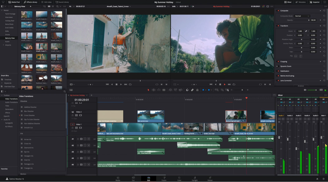 رابط کاربری Davinci Resolve