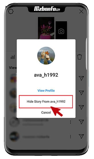 مخفی کردن استوری از طریق بخش view story