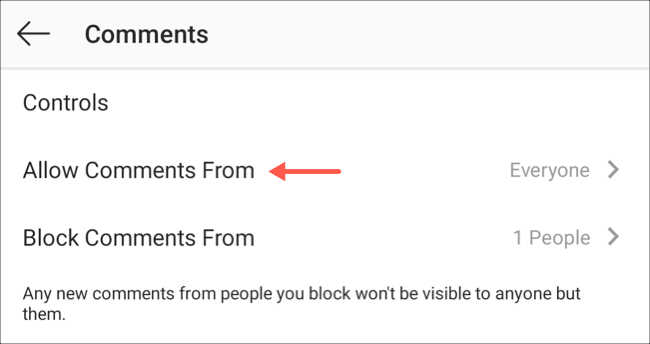 Allow Comments From در اینستاگرام